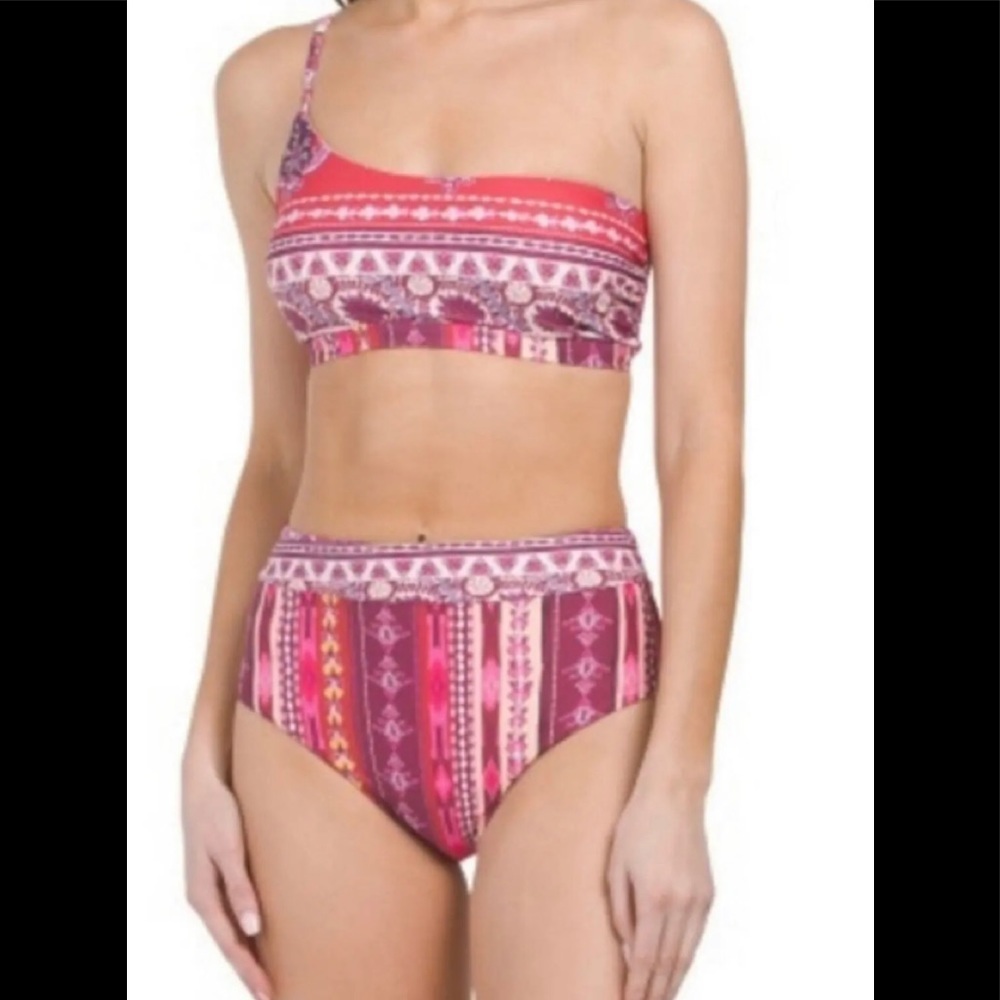 Nanette Lepore Aster Asymmetrical Bikini Swimsuit Set high waist